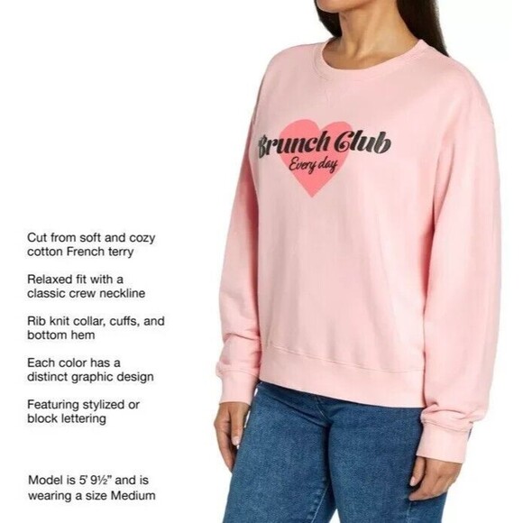Wildfox Brunch Club Everyday Pink Graphic Crewneck Sweatshirt Size Small NWT - Picture 5 of 15